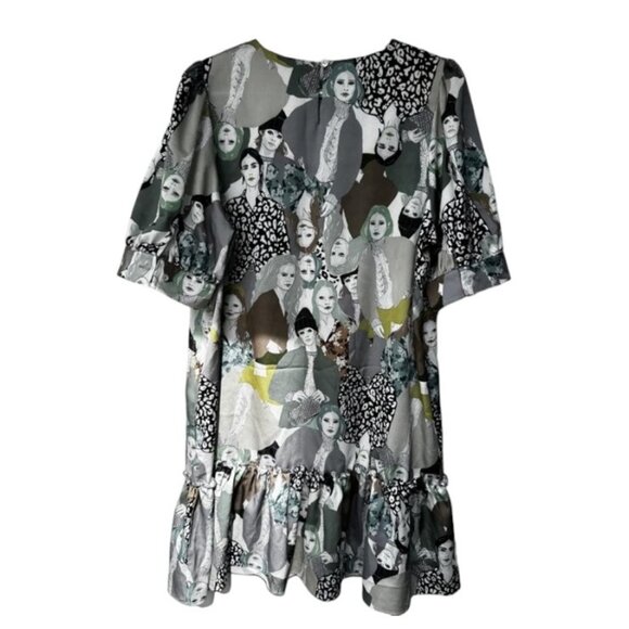 Of White black and white printed ruffled dress size 42 - Picture 3 of 3